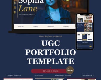 UGC Portfolio Template Canva | Media Kit for Influencers | Aesthetic Brand Pitch Page | Creator Template