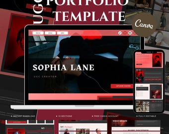 UGC Portfolio Template Canva | Brand Collaboration Media Kit | Influencer Website | Creator Landing Page