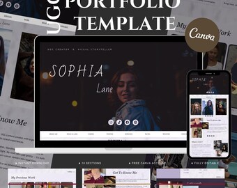 UGC Portfolio Template Canva | Aesthetic Media Kit for Beginners | Brand Deal Page | Creator Landing Page