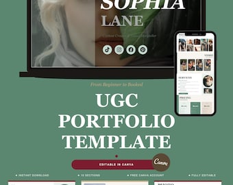 UGC Portfolio Template Canva | Wellness Creator Media Kit | Brand Collaboration Landing Page | Creator Kit