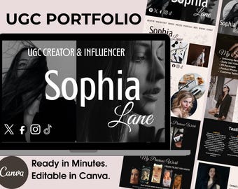 UGC Portfolio Template Canva | Beginner Friendly Media Kit | Brand Pitch Page | Influencer Landing Page