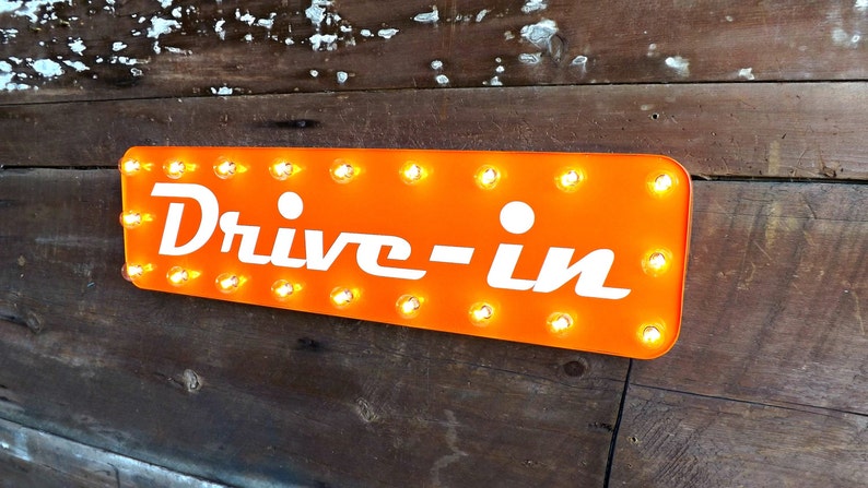 drive in movie theater sign lighted theatre marquee garage etsy