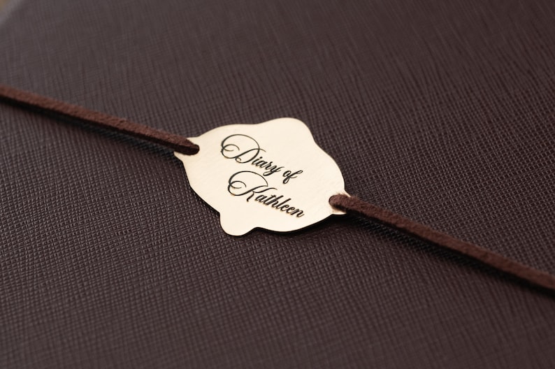 Personalized Diary Charm, Brass Plaque for Planner, Vintage Style Brass Tag, Notebook Charm, Title Plate for Journal