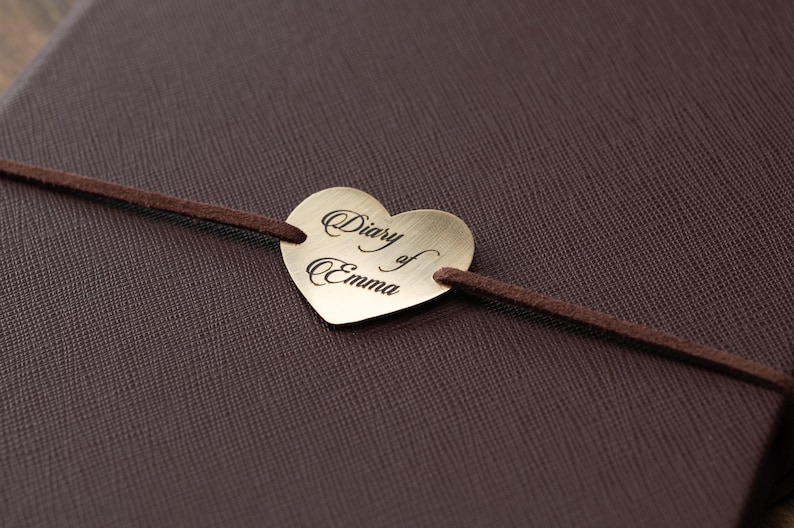 Heart Shaped Charm For Planner, Personalized Brass Name Tag, Custom Brass Plaque, Journal Jewelry,