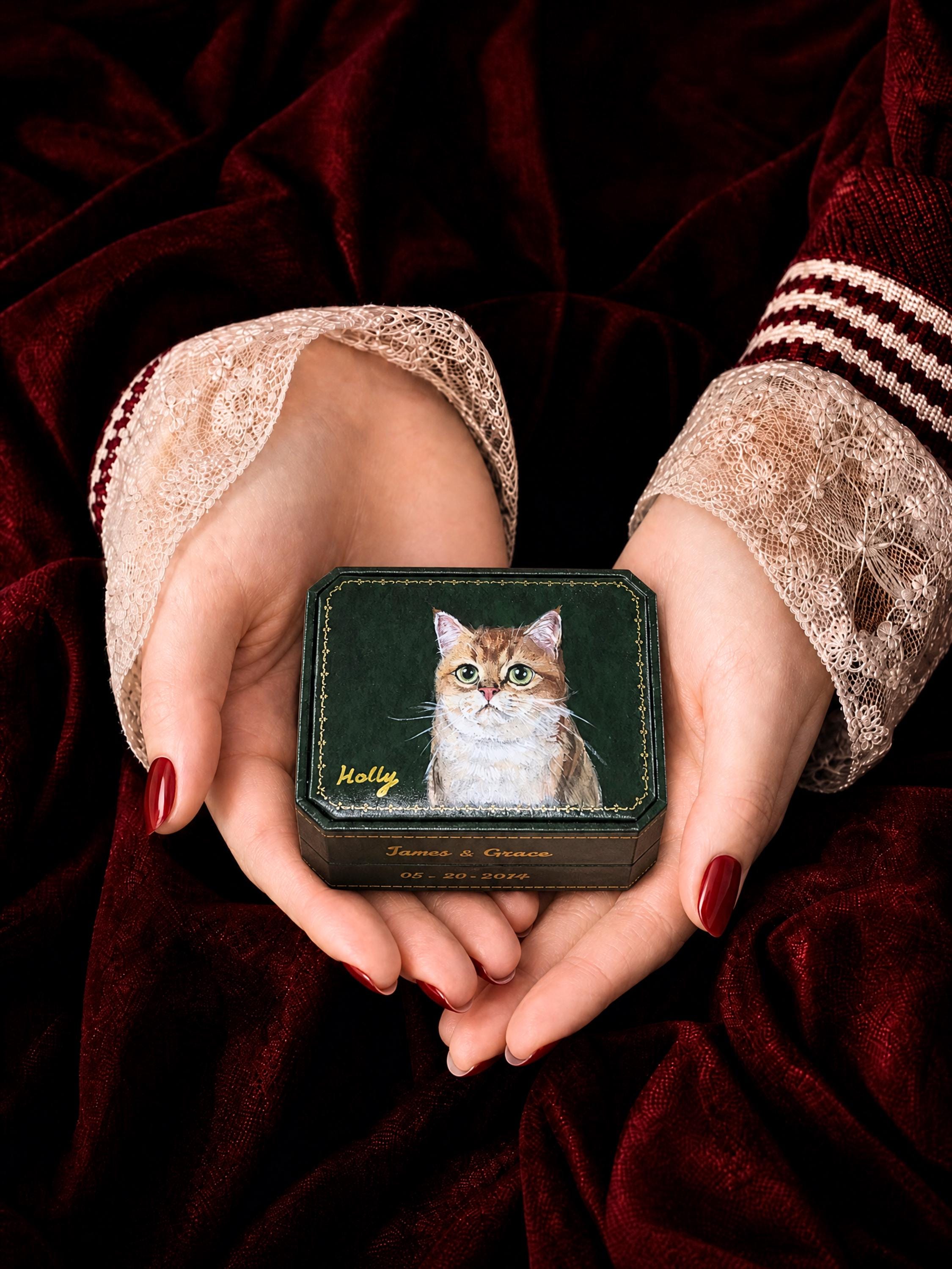 Hand Painted Wooden Box Cat - Etsy