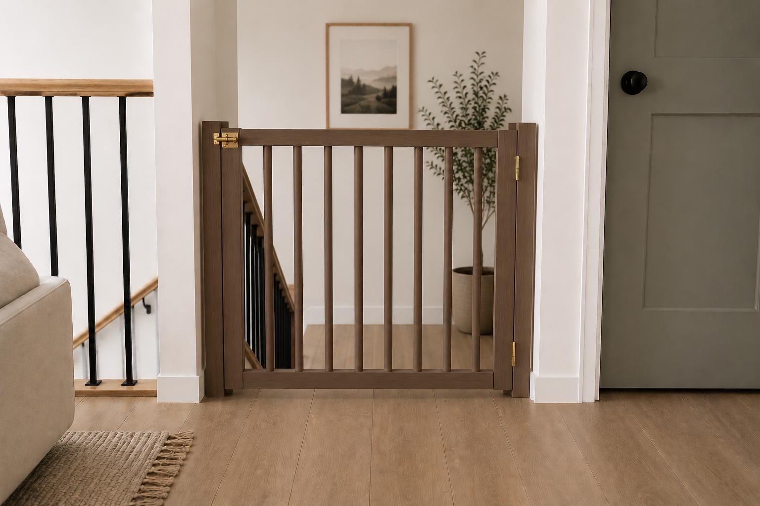 Wood Safety Gate, Custom Stair Divider for Dogs and Kids