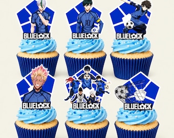 Blue Lock Cupcake Toppers PNG, Soccer Anime Birthday Party Decor, Printable Cupcake Picks, Blue Lock Party Decorations, Digital Download