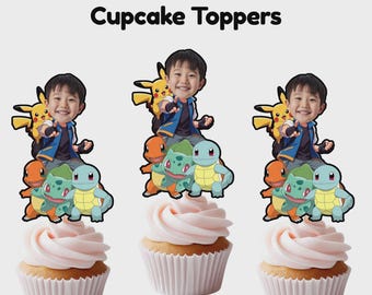 Ispirati ai Pokémon, decorazioni personalizzate per cupcake con faccine / decorazioni personalizzate con foto / PDF digitale