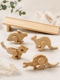 Wooden Animal Ramp Walker Toy Set, Montessori Walking Animals, 4 Wood Animal Blocks With Ramp, Kids Gravity Toy, Bunny Dino Cat Kangaroo 3+ product logo