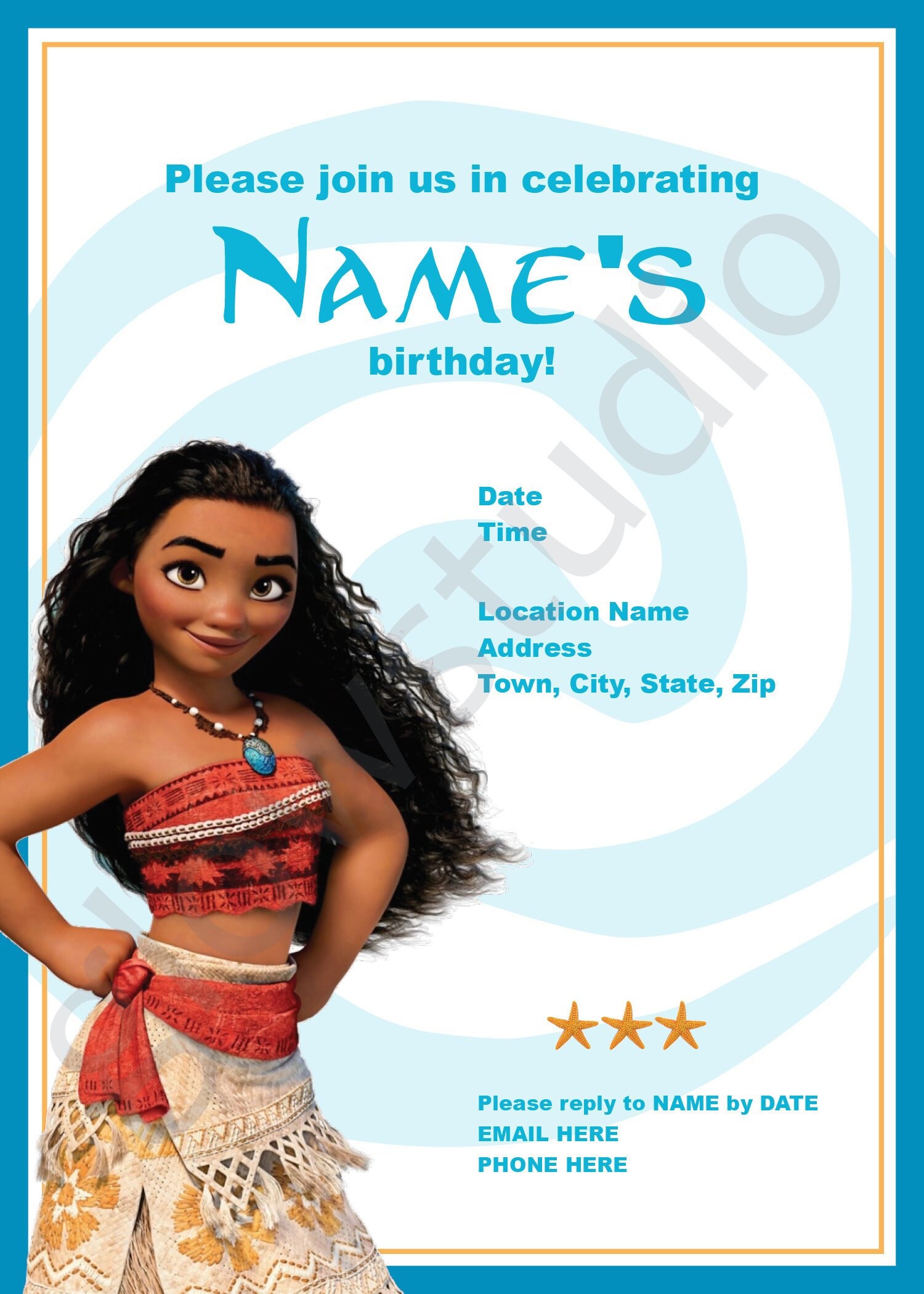 PRINTABLE Moana Birthday Invitation Etsy