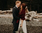 Burgundy Crochet Shawl, Bridal Bolero, Winter Wedding Wrap by Laremi