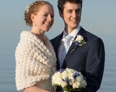 Wedding Shawl, Bridal Shrug, Bridesmaid Bolero Jacket, Rustic Wedding Cover Up, Bridal Cape, Spring Wedding Capelet, Ivory Crochet Shawl