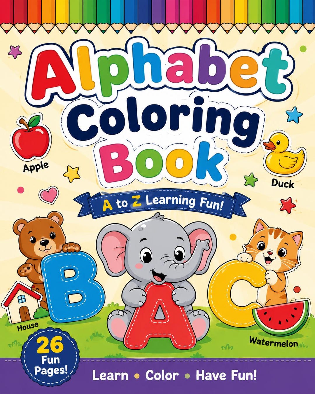 Alphabet Coloring Book for Kids Printable PDF A to Z Learning Activity ...