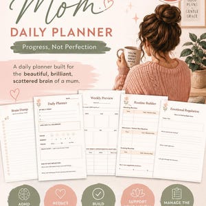 ADHD Mom Daily Planner | Brain Dump, Routine Builder, Emotional Regulation (Digital Download)