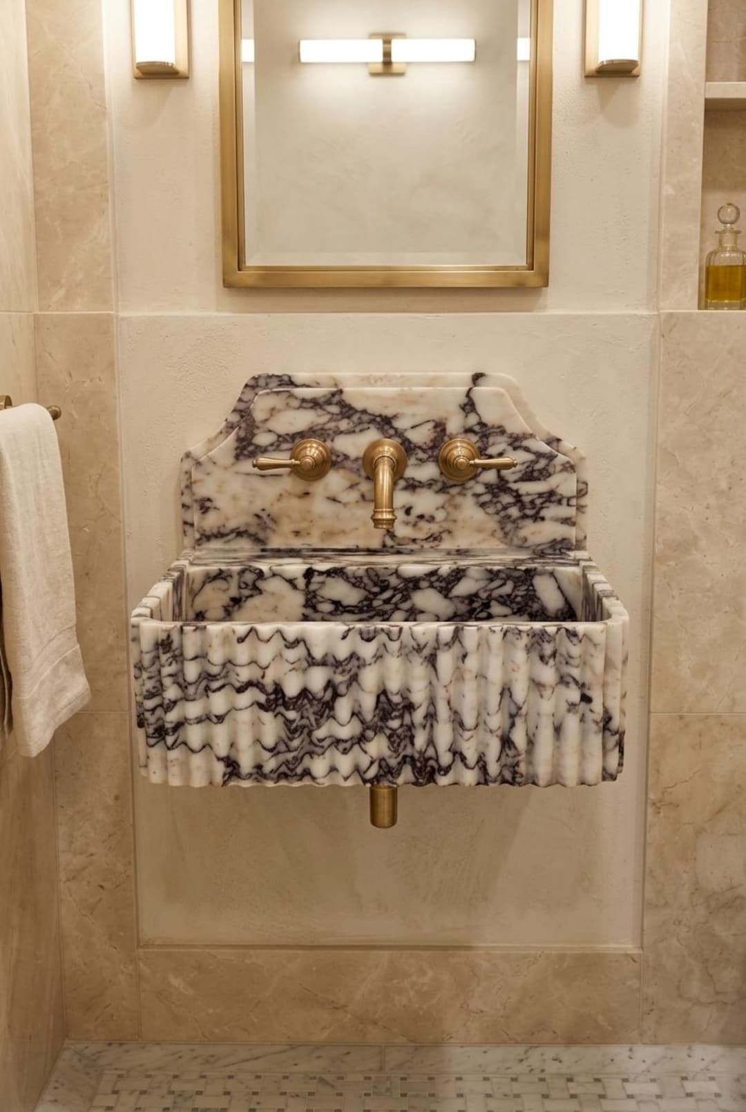Calacatta Viola Marble Sink With Backsplash, Calacatta Viola Marble ...
