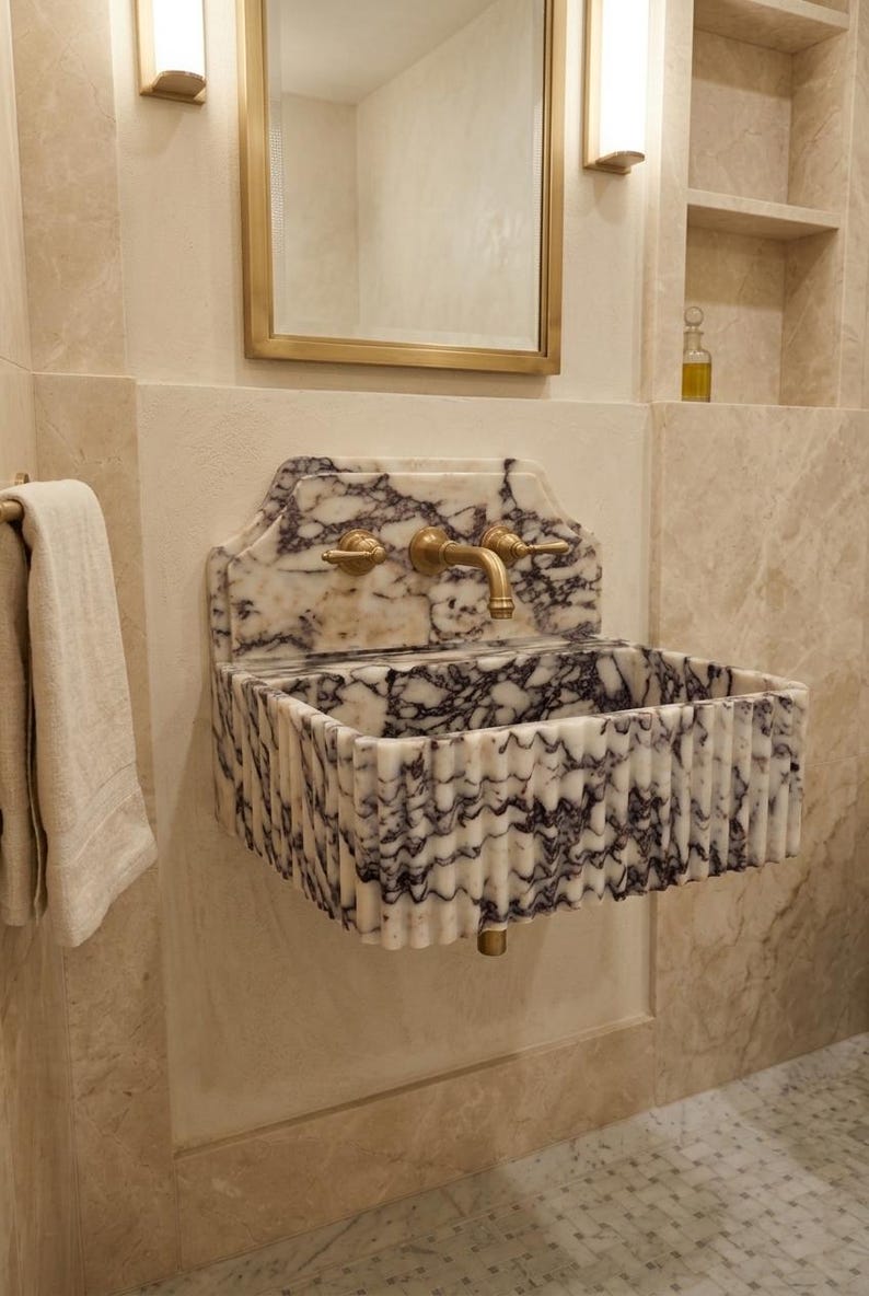 Calacatta Viola Marble Sink With Backsplash, Calacatta Viola Marble ...