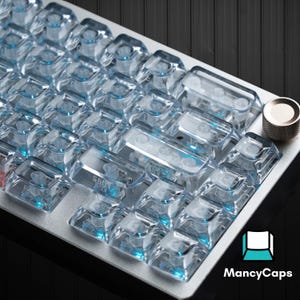 Transparent Ice Cube Keycaps Set,  126 Keys, Diamond Crystal PC Keycaps, ASA Profile Shine Through Cap for Cherry Gateron MX Keyboard