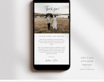 Digital Wedding Thank You Card with Photo | Canva Wedding Thank You Message | Phone Thank You Card | E-Card Wedding Text Message #Anastasia