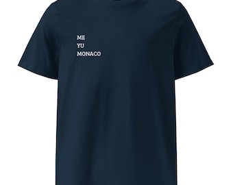 Unisex Organic Cotton Unisex t-shirt Monaco Montecarlo( ME YU MONACO ) midnight blue with casino photo on the back
