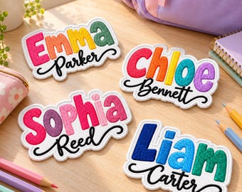 Personalized Name Embroidered Patch, Custom First and Last Name Iron On Patch, Colorful Kids Name Patch, Backpack Jacket Decor