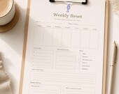 Weekly Reset Planner, Minimal Self Care Journal, A4 Reflection Page (Instant Download)