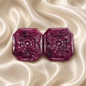 Pear Natural African Ruby Carving Gemstone Hand Carved Loose Ruby Pair for Jewelry Making