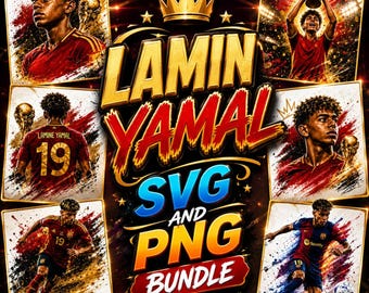 Lamin Yamal SVG PNG-paket | Spanska fotbollsspelares design (digital nedladdning)