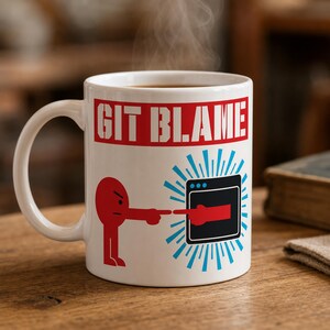 Git Blame Mug · Funny Code Review Coffee Mug · Programmer Standup Humor · Gift for Senior Developer or Tech Lead
