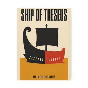 Quadro su tela "Nave di Teseo" · Stampa filosofica sul paradosso dell'identità · Stile moderno di metà secolo · Idea regalo per la casa