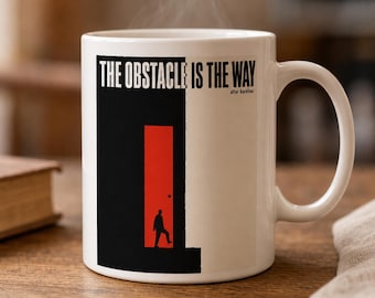 Stoic Coffee Mug · The Obstacle Is The Way · Marcus Aurelius Quote · Minimalist Philosophy Mug Gift for Reader or Grad