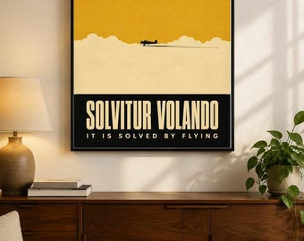 Solvitur Volando Poster · It Is Solved By Flying · Pilot Gift · Aviation Wall Art · First Solo Checkride Print