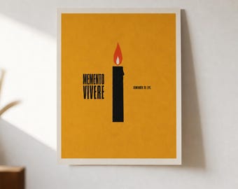 Memento Vivere-affisch · Stoisk väggkonst med "Kom ihåg att leva" · Ljustryck från mitten av århundradet · Födelsedagspresent till filosofistudent i studentrummet