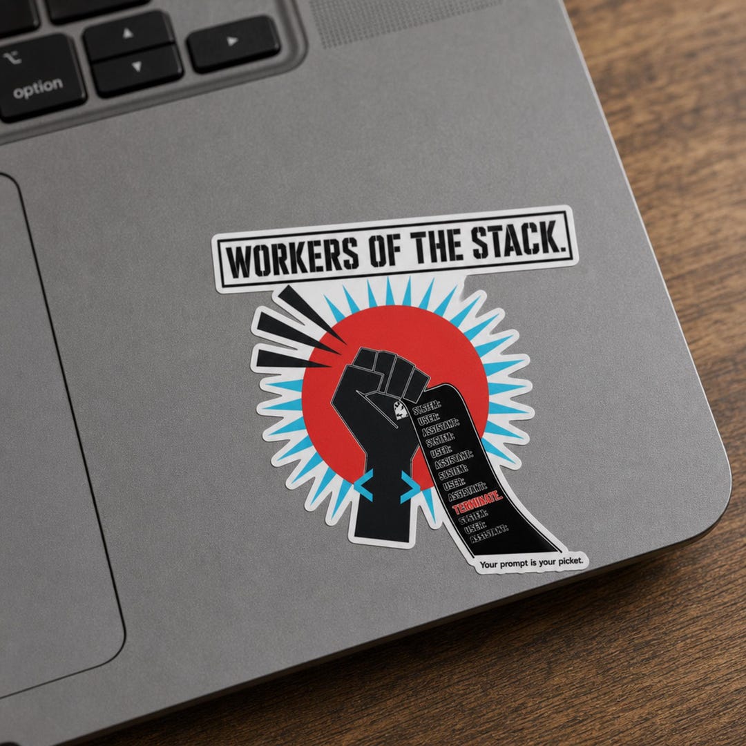 Developer Laptop Sticker · Workers of the Stack Raised Fist · AI Prompt ...