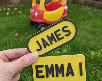 Personalisierte Little Tikes Namensschild | Gemütliches Coupé-Nummernschild | Benutzerdefinierte 3D gedrucktes Nummernschild für Spielzeugauto | Kids Rutschfahrzeug Zubehör