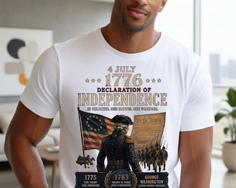 George Washington 1776 Independence Day Graphic Tee, Vintage American History Patriotic Shirt
