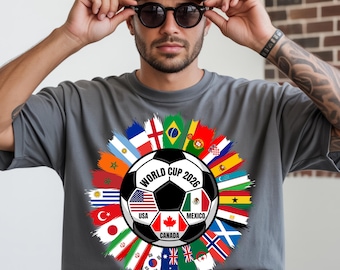 World Cup 2026 Soccer Fan Shirt, USA Mexico Canada Flags Tee (Digital Download)