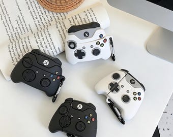 3D Game Controller Case for AirPods 1 2 3 4 Pro, Video Gamepad Silicone Protective Cover, Cool Gamer Boyfriend Gift with Carabiner