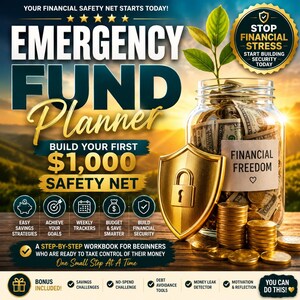 Emergency Fund Planner  Safety Net | Savings Challenge Workbook | Money Saving Planner | Financial Wellness Printable