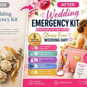 Wedding Emergency Kit Printable | Bride & Groom Survival Checklist | Wedding Day Essentials | Last Minute Wedding Planner PDF