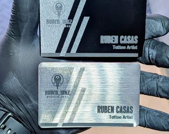 Tarjetas de visita metálicas grabadas a medida / Acero inoxidable y aluminio anodizado / Tarjetas de networking de lujo personalizadas