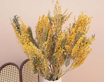 Dried Mimosa Yellow Flowers Bouquet,  Dried Flower Bouquet
