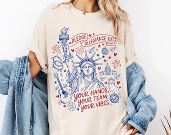 Beloof trouw aan jouw handen, jouw team, jouw sfeer, comfortkleuren, shirt, patriottische muziekliefhebber 4 juli grafisch T-shirt