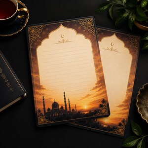 Islamic Writing Paper Printable, Ramadan Letter Paper PDF, Mosque Stationery, Muslim Journal Pages, Eid Printable Writing Sheets, Digital