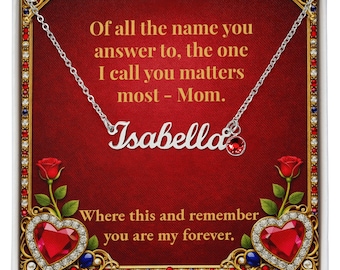 Personalized Name Necklace with Birthstone Charm • Custom Kids Jewelry for Mom