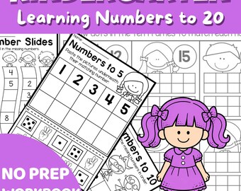 Kindergarten Numbers to 20 Worksheet Pack - Distance Learning Printable PDF