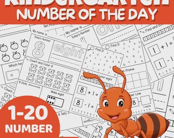 82 Pages Number of the Day 1-20 | Kindergarten Math Worksheets | Preschool Ten Frame | Number Bonds | Printable PDF