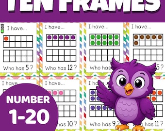 I Have Who Has Numbers to 20 with Tens Frames Game Counting Kindergarten Math worksheets| Number Activities | Printable PDF