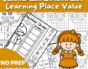 Kindergarten Place Value Worksheets|Tens Ones Base Ten Blocks|Preschool Number Order Skip Counting|Comparing Numbers|Printable PDF
