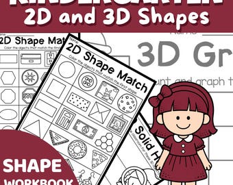 Kindergarten 2D and 3D Shapes Worksheets - Distance Learning | Printable PDF