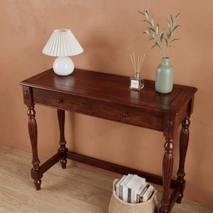Vintage Solid Wood Writing Desk, Victorian Secretary, Cherry Veneer, French Provincial Style